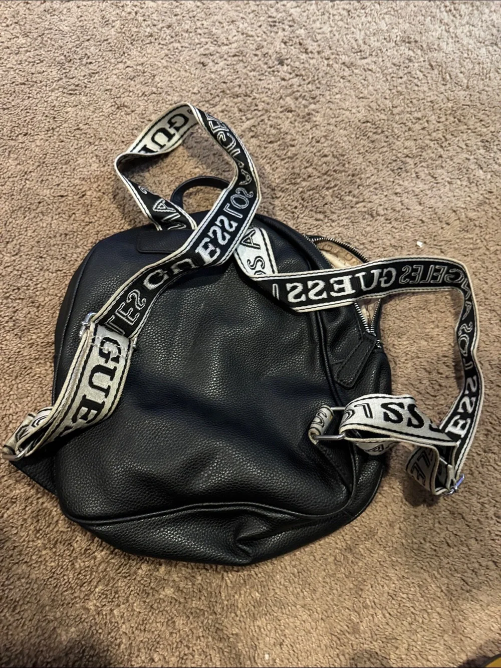 GUESS Black Logo Question Mark Mini Backpack
